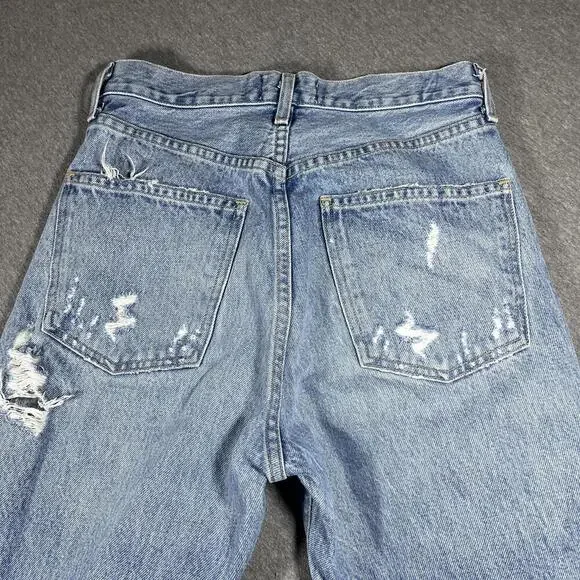 AGOLDE 90s Mid Rise Womens Size 23 LightWash Distressed cut#62170 style#A069C811 - Picture 7 of 9